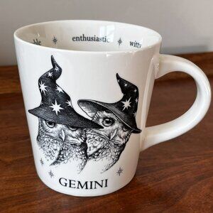 Williams Sonoma Rory Dobner Zodiac Gemini Mug Owl Witches Coffee Cup Large 17 oz